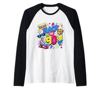Vintage Back to 90s Retro Cassette Boombox Roller Skate Cube Raglan Baseball Tee