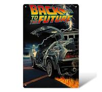 Vintage Back to the Future Tin Signs, Retro Movie Poster Iron Metal Signs with Rolled Edges Rustproof Waterproof, Metal Sign for Car Lovers Gift Man Cave Garage Bar Wall Decor Home Office 20x30cm