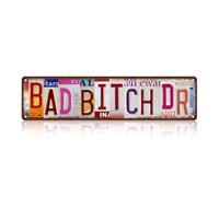 Vintage Bad Bitch Dr Wall Decor Metal Signs Street Signs Wall Decor For Bar Patio Porch Home Office Gife For Women Wife 4X16 Inches
