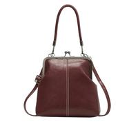 Vintage Bag, PU Leather Storage Bag with Kiss Lock Closure and Adjustable British Style | Kiss Lock Clutch - for Women Girls for Travel Work Outdoor Travel, red wine, riferimento alla descrizione