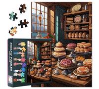 Vintage Bakery Shop Jigsaw Puzzles 1000 Piece for Adults 27.5"X19.7" Retro Cake Pastry Kitchen Scene Cozy Afternoon Tea House Challenge Puzzle Nostalgic Gourmet Foodie Art Home Decor