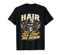 Vintage Bald Biker Hair Would Only Slow Me Down Design T-Shirt
