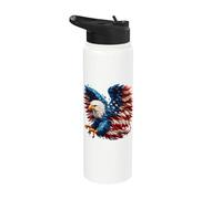 Vintage Bald Eagle Pride Freedom American Flag Celebration Stainless Steel Insulated Water Bottle
