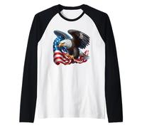 Vintage Bald Eagle Pride Freedom American USA Flag Patriotic Raglan Baseball Tee