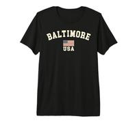 Vintage Baltimore USA American Flag Maryland Souvenir Retro Premium T-Shirt