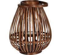 Vintage Bamboo Candle Lantern with Carry Handle - Pillar & Tealight Holder for Indoor Outdoor Garden, Patio Table & Home Decoration