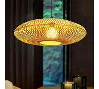 Vintage Bamboo Hanging Lamp Dining Table Pendant Light Height Adjustable Rattan Chandelier Wood Lampshade E27 Retro Ceiling Lighting For Dining Room Kitchen Bedroom Living Room Office Hallway Balcony