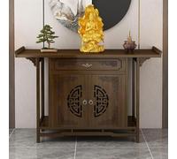 Vintage Bamboo Meditation Altar Table - Buddhist Shrine Cabinet with Storage for Home Sanctuary, Spiritual Practice & Mindfulness Decor