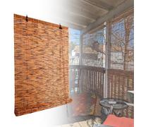 Vintage Bamboo Roller Blinds - Blackout Shades for Windows Roll Up Privacy Curtains Indoor/Outdoor Multiple Sizes (55-150cm) Design (W35xH71IN)