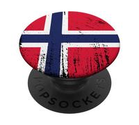 Vintage Banner Fan Norway Flag Retro Art PopSockets Adhesive PopGrip
