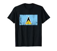 Vintage Banner Fan Saint Lucia Flag Retro T-Shirt