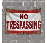 Vintage Bar Decor Rusty 'No Trespassing' Sign with Bold Red Letters On White Backgr Tapestry Cool Things for Your Room Small Wall Tapestry(100X150CM)