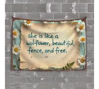 Vintage Bar Decor She is Like A Wildflower: Beautiful, Fence, and Free Tapestry Funny Home Decor Funny House Decor(75X100CM)