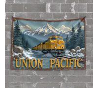 Vintage Bar Decor Union Pacific: Snow-Covered Mountain Railway Adventure Tapestry Cool Things for Your Room Small Wall Tapestry(75X100CM)