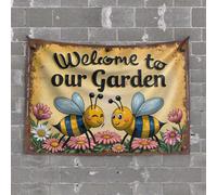 Vintage Bar Decor Welcome to Our Garden: A Joyful Bee Gathering Tapestry Wall Decorations Cool Room Accessories for Teens B(100X150CM)