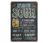 Vintage Bar Metal Tin Sign Retro Cocktail Wall Decor Man Cave Wall Sign 12 x 8 inch - Amaretto Sour