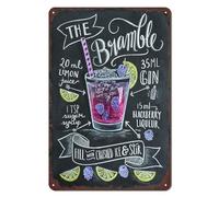 Vintage Bar Metal Tin Sign Retro Cocktail Wall Decor Man Cave Wall Sign 12 x 8 inch - Bramble