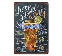 Vintage Bar Metal Tin Sign Retro Cocktail Wall Decor Man Cave Wall Sign 12 x 8 inch - Long Island Iced Tea