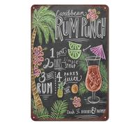 Vintage Bar Metal Tin Sign Retro Cocktail Wall Decor Man Cave Wall Sign 12 x 8 inch - Rum Punch