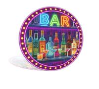 Vintage Bar Neon Sign Wall Decoration Waterproof Bright Colors Simple Round Bar Beer Wreath Art for Restaurant Courtyard Indoor and Outdoor Ideal Gifts 8x8 Inch Round Sign (25160)