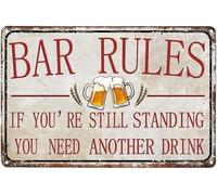 Vintage Bar Rule'S Tin Posters Cheers Metal Signs Accessories For Home Bar Man Cave Backyard Garage Gate Store Shop Club Pub Speakeasy Wall Decor Aluminum Plaque Gift For Women Men 8x12 Inch