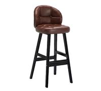 Vintage Bar Stools - Ergonomic PU Leather Chairs with Footrest & Wooden Base Stylish Dining Stools for Breakfast Bar & Home Use Comfortable Seating for Modern Interiors
