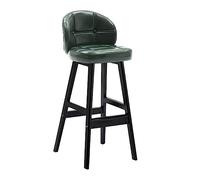 Vintage Bar Stools - PU Leather Bar Chairs with Footrest Wooden Base Ergonomic Design for Breakfast Counter & Home Use Comfortable Dining Stools