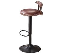 Vintage Bar Stools with Deep Button Tufting, Wooden Kitchen Stool with Sturdy Black Metal Legs, Height Adjustable 20cm and 360° Swivel, 60-80cm(24-31inch)