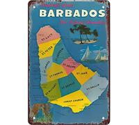 Vintage Barbados map Post 8x12 Inches Retro Vintage wall decor Sign Metal Tin Sign room decor wall art Bar halloween decor indoor Wall Decor