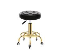 Vintage Barber Chair Professional Hairdressing Stool with Rotating & Rolling Features Stylish Salon Furniture for Barbershops & OfficesBlack 1