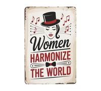 Vintage Barbershop Quartet Women Harmonize The World Signs Poster Wall Plaques 8X12 Inches Unique Retro Room Decor Aesthetic For Home Kitchen Bathroom Garden Patio Office Kitchen Decoration