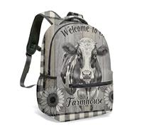 Vintage Barn and Grain Silo Print 16 Inch Backpack Rustic Farmhouse Etching Sketch Style Countryside Rural Travel Daypack (05)