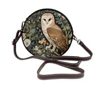 Vintage Barn Owl Women Round Crossbody Bags Leather Sling Bag Purse