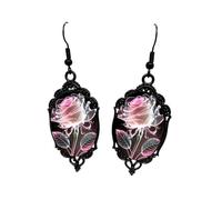 Vintage Baroque 3D Rose Drop Earrings for Women - Antique Classical Floral Jewelry, Hypoallergenic Hook for Sensitive Ears