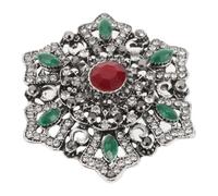 Vintage Baroque Hexagonal Alloy Brooch Pin for Casual Holiday Wear | Intricate Hollow Medal Detail, Classic Festive Accent, Winter Style, Standout Accessory for Clothing