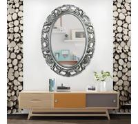 Vintage Baroque Makeup Mirror 49x61 cm Rustic Antique Wall Decor for Bathroom Elegant Black Table Mirror Perfect for Home Decor and Vanity Use