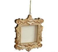 Vintage Baroque Mini Photo Frame Set with Square, Oval, and Baroque Shapes for Decorative Use and Christmas Tree Ornaments Resin Material for Durability (Square)