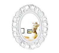 Vintage Baroque Wall & Table Mirror 49x61 cm for Bathroom Décor Rustic Antique Style Elegant White Finish Perfect for Home Decoration and Vanity Use