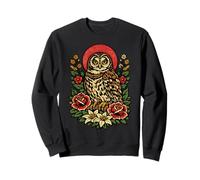 Vintage Barred Owl Bird Tattoo Style Birdwatching Design Sweatshirt