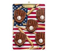 Vintage Baseball American Flag Acrylic Clipboard Writing Clipboard Cute Decorative Letter Size Clipboards with Low Profile Metal Clip for Teacher Student Lawyer Nurse