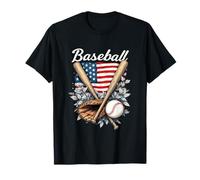 Vintage Baseball American Flag Bat Glove Retro USA Design T-Shirt