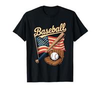 Vintage Baseball American Flag Bat Glove Retro USA Design T-Shirt
