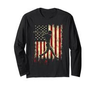 Vintage Baseball American Flag Long Sleeve T-Shirt