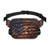 Vintage Baseball American Flags Waist Bag Multifunction Pack for Travel Sport Running Fanny Pack Bumbag Pouch Purse Belt Bag for Women Men Kids Girls Boys