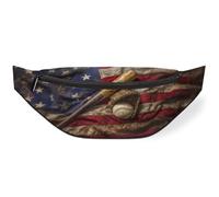 Vintage Baseball American Flags Waist Bag Pack for Women Men Kids Girls Boys Fanny Pack Bumbags Pouch Purses Belt Bag for Travel Sport Running