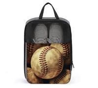 Vintage Baseball American Retro Balls Shoe Bag Travel Shoe Organizer Water-Resistant Shoe Pouch with Zipper Sneaker Dust Bag, gray, One Size, Modern