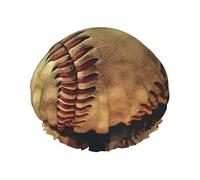 Vintage Baseball American Retro Balls Shower Cap Reusable Elastic Bath Caps Waterproof Bath Hair Hat for Women Men Spa Salon Large Shower Bonnet Double Layer Bathing Hair Cap for Long Hair, Braids