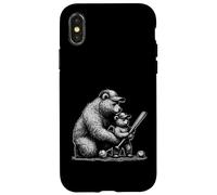 Vintage Baseball Bear Dad Son Batting Team Case for iPhone X/XS