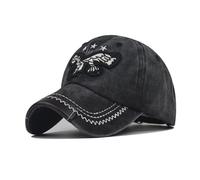 Vintage Baseball Cap for Men Cotton Sunhat Fashion Eagle Embroidery Outdoor Cap Unisex Sports Cap (Cotton, Black)