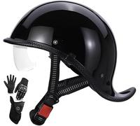 Vintage Baseball Cap Half Shell Motorcycle Helmet, Extended Retro Brim Helmet with ECE 22.06 Certification, Men Women Open Face Motorbike Helmet for Cruiser Chopper Scooter B11,XL/(61~62cm)